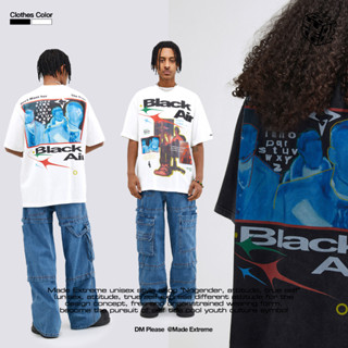 เสื้อยืดแขนสั้น ผ้าฝ้ายแท้ ทรงหลวม พิมพ์ลาย Blackair Street MADEEXTREME สไตล์เรโทร Y2K