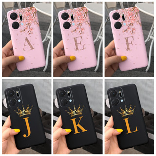 เคสโทรศัพท์ซิลิโคน TPU แบบนิ่ม ลายมงกุฎ และตัวอักษร สีดํา สําหรับ Honor X7a X 7a 4G RKY-LX2