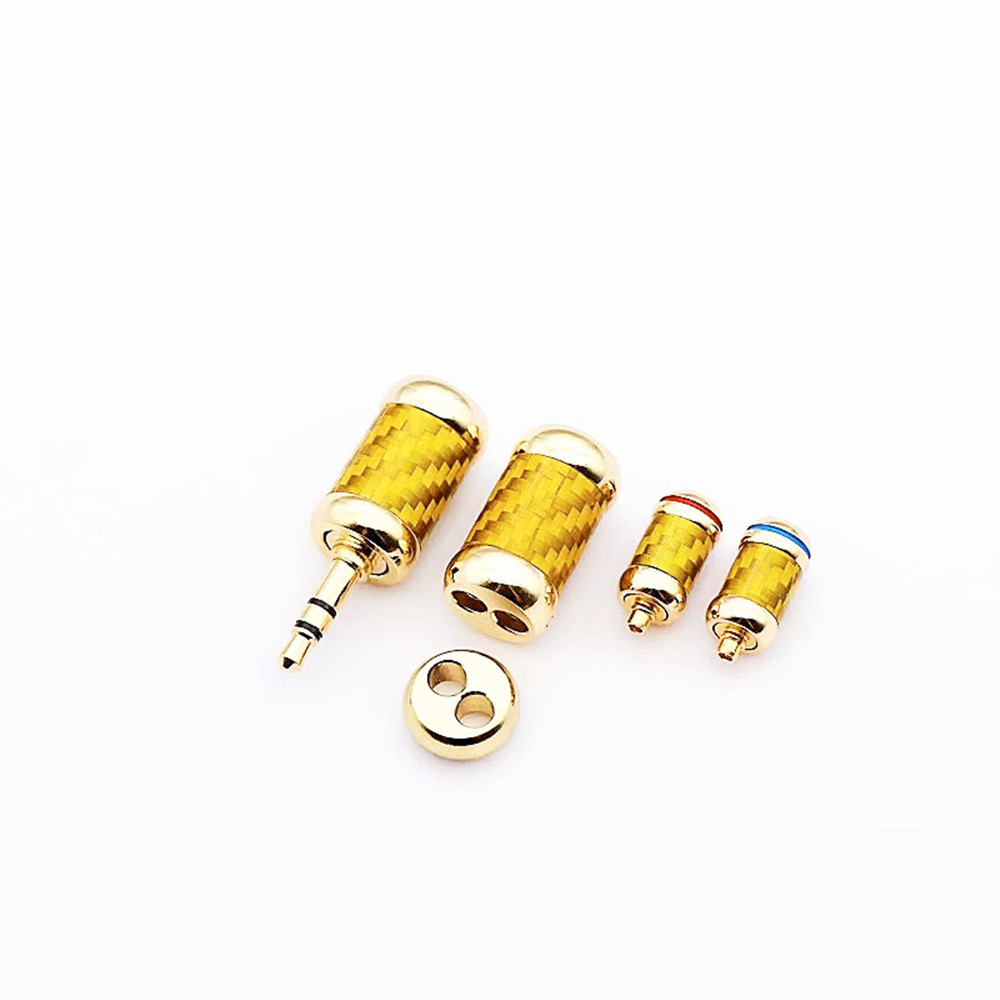 1 ชุด DIY ทองแดงบริสุทธิ์ทองคาร์บอนไฟเบอร์หูฟังปลั๊กอะแดปเตอร์เสียง MMCX Conector แจ็คปลั๊ก