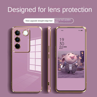 เคสโทรศัพท์ซิลิโคน แบบนิ่ม ขอบตรง กันกระแทก สําหรับ VIVO V27e V27 V25 Pro 5G V25e Y02A Y35 Y16 Y02 Y02s Y22s V23 V23e 5G V 23