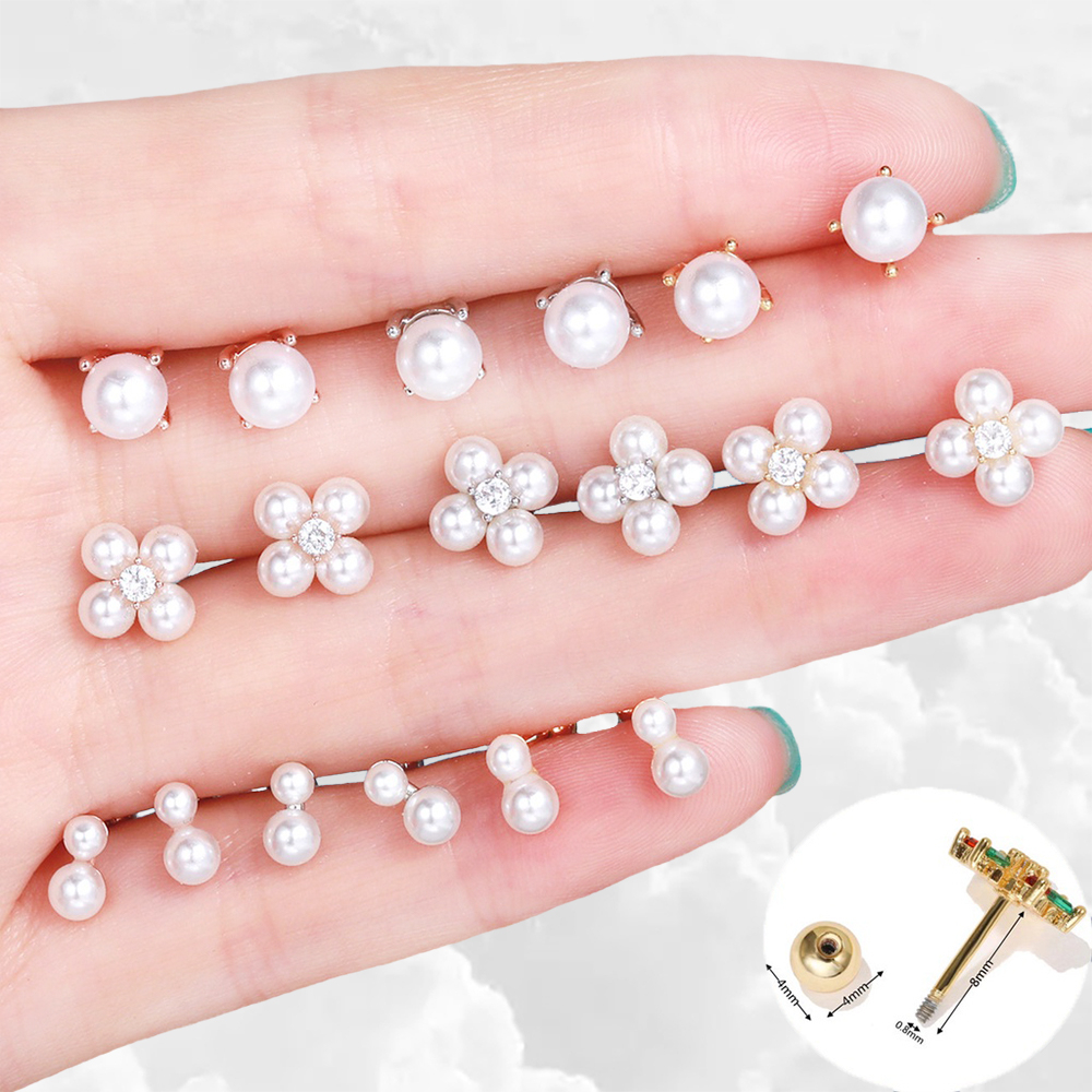 【สินค้าใหม่ โปรโมชั่น】ต่างหูมุก แบบเจาะ ทรงลูกบอล เรียบง่าย สีขาวธรรมชาติ สําหรับผู้หญิง 1 ชิ้น