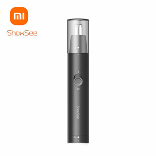 Xiaomi ShowSee C1-BK เครื่องตัดขนจมูกไฟฟ้า แบบพกพา ถอดออกได้ ล้างทําความสะอาดได้ สองขอบ 360° หัวตัดหมุนได้