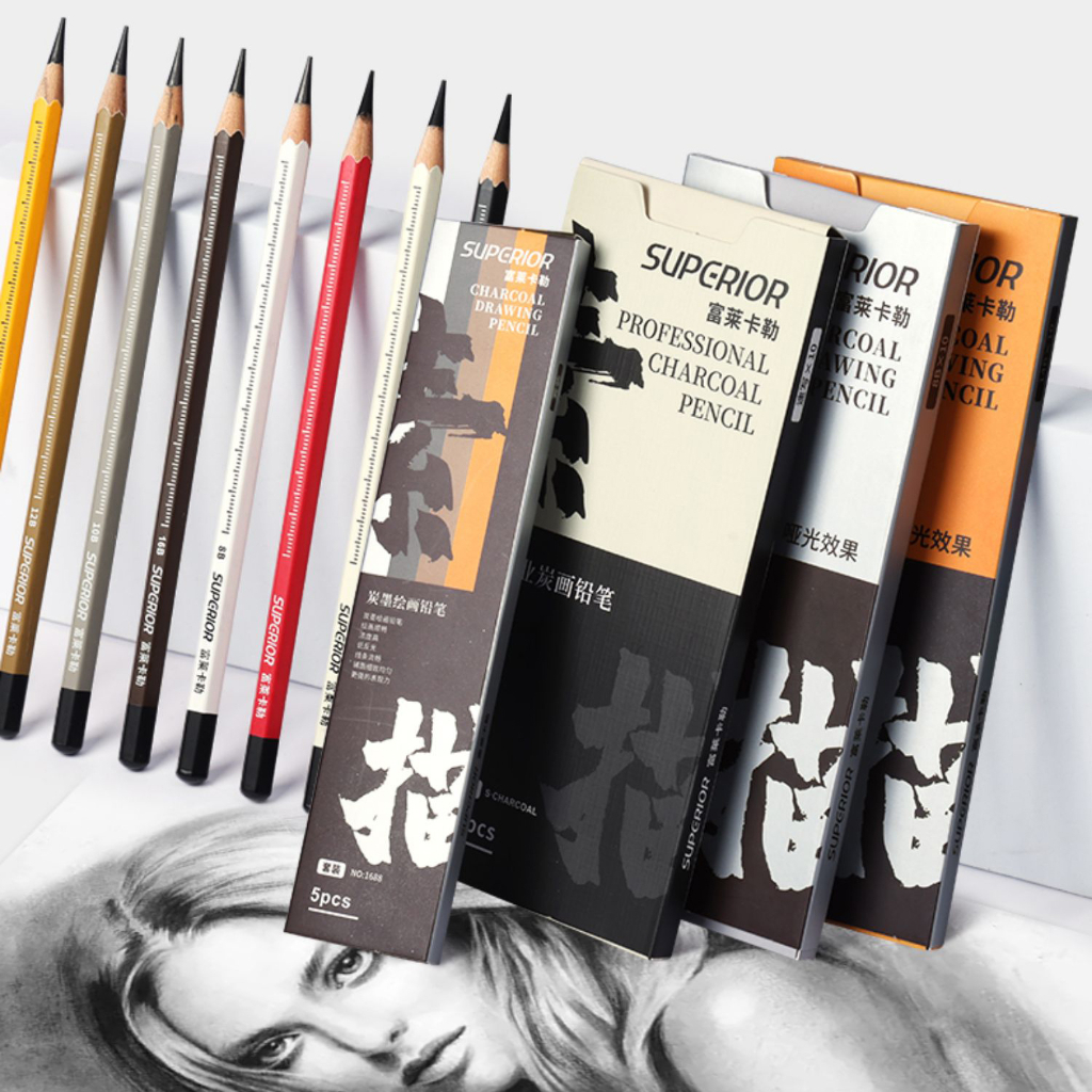 Superior 5/10 ชิ้น Professional Charcoal ดินสอชุดวาด Sketching 8B 10B 12B 14B 16B MED HARD SOFT S-SOFT สําหรับศิลปินเด็ก Art Supply