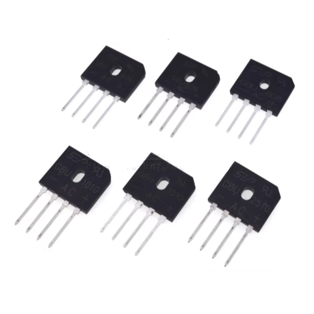 สะพานเรียงกระแส GBU406 GBU608 GBU808 GBU1010 GBU1510 GBU2510 สะพานเรียงกระแสเฟสเดียวสะพานแบน