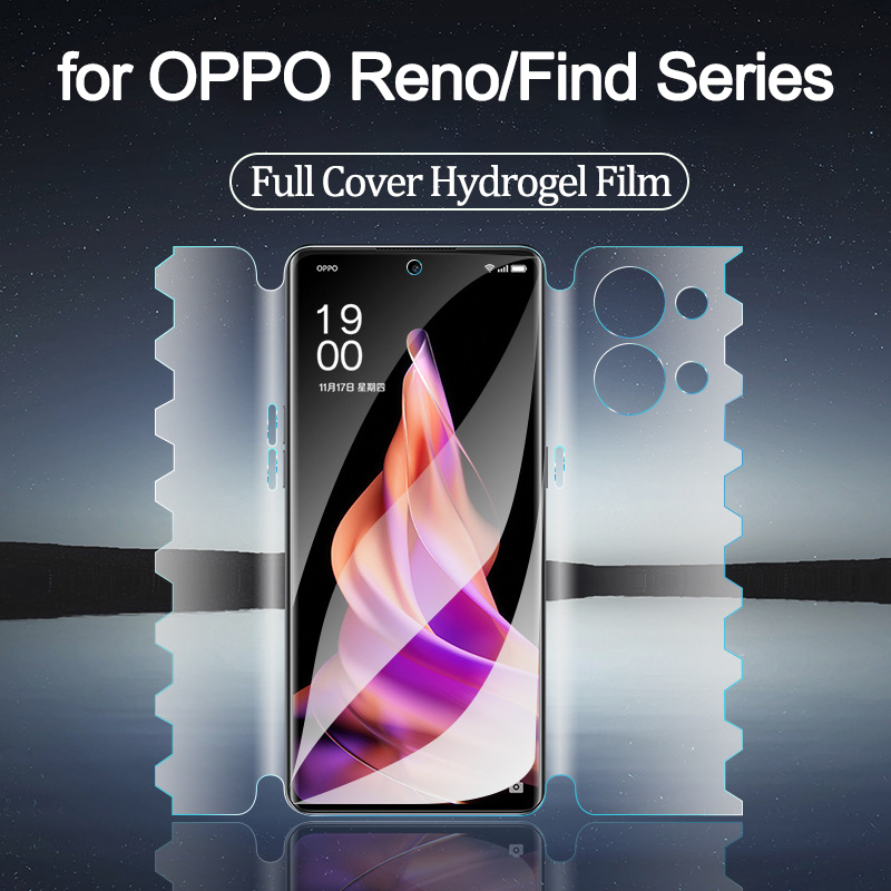 ฟิล์มไฮโดรเจล สําหรับ OPPO Reno 10 9 7 8 6 5 4 3 Pro/Pro plus 360°ฟิล์มกันรอยหน้าจอ แบบเต็มจอ สําหรั