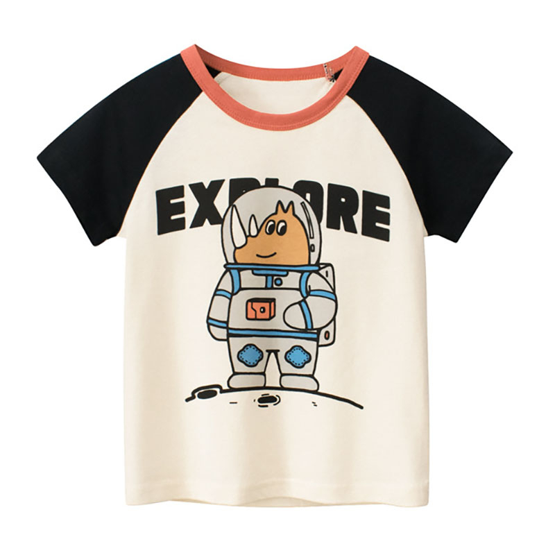 Cartoon Dinosaur Printed Kids Tops Shirts Clothing Boys Girls Fashion Cotton Short Sleeve T-shirt 4 Colors