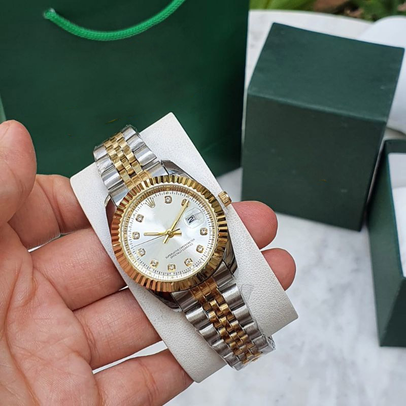 Rolex นาฬิกาข้อมือควอตซ์ สายแสตนเลสเรืองแสง สําหรับผู้ชาย