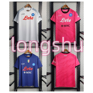 เสื้อกีฬาแขนสั้น ลายทีมชาติฟุตบอล Napoli สีแดง สีฟ้า 2023 2024