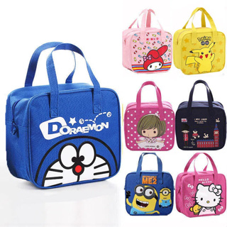 กระเป๋าใส่กล่องอาหารกลางวัน มีฉนวนกันความร้อน ลายการ์ตูน Hello Kitty Doraemon สําหรับนักเรียนประถม