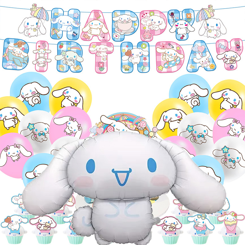 SANRIO ป้ายแบนเนอร์ รูปลูกโป่ง สําหรับตกแต่งเค้กวันเกิดเด็ก
