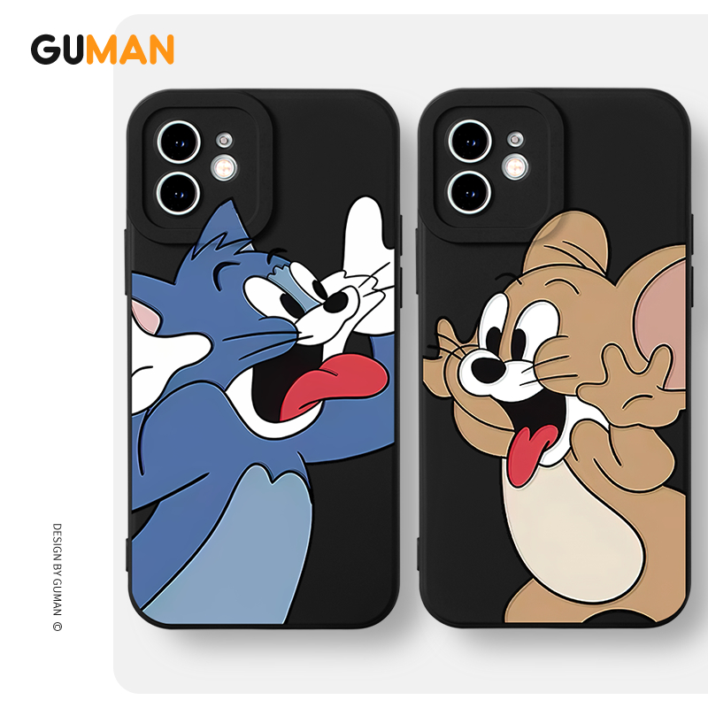 Guman เคสคู่ เคสไอโฟน คู่รัก กันกระแทกซิลิโคนนุ่มน่ารักตลก เคสโทรศัพท์ Compatible for iPhone 16 15 14 13 12 11 Pro Max SE 2020 X XR XS 8 7 6 6S Plus พลัส XYB1576