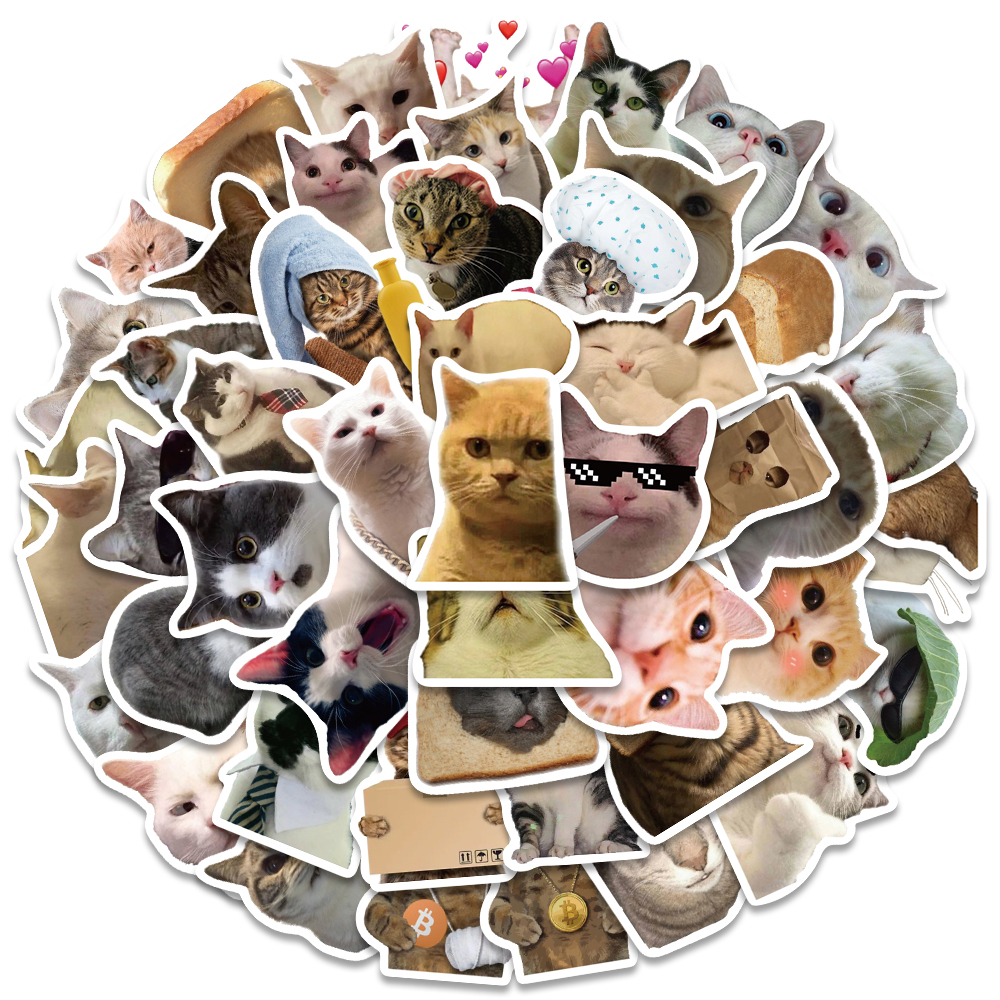 สุ่ม 50 ชิ้นแมวตลก DIY Creative มอเตอร์/รถ/หมวกกันน็อกสติกเกอร์ Home Decal สติกเกอร์กันน้ํา