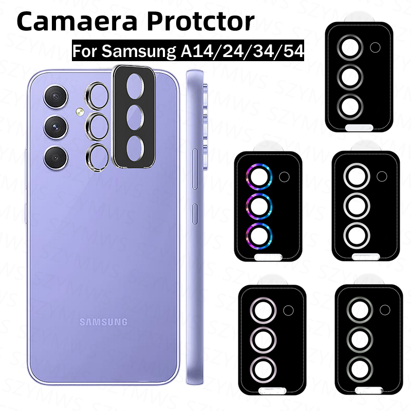 Samsung Galaxy A06 A55 A35 A15 A05S A54 A34 A14 A24 กล้องเลนส์ป้องกันแหวนโลหะกระจกนิรภัยScratchproofป้องกันฟิล์มสําหรับ Samsu