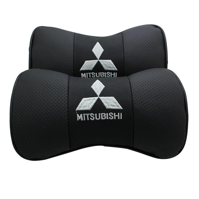ของแท้หนัง Headrest หมอนรองคอรถหัวคอหมอนสําหรับ Mitsubishi ASX RVR Pajero Sport Outlander PHEV Airtr