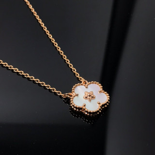 V&amp;a&amp;n Cleef Arpels ใหม่ สร้อยคอ จี้ใบโคลเวอร์สี่แฉก สีขาว โรสโกลด์ 18k เครื่องประดับแฟชั่น สําหรับผู้หญิง 2023