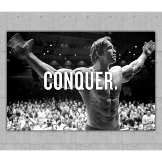 Arnold Schwarzenegger Conquer โปสเตอร์ผ้าใบ สําหรับตกแต่งผนังบ้าน