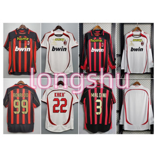 เสื้อกีฬาแขนสั้น ลายทีมชาติฟุตบอล AC milan 06-07 ชุดเหย้า สีขาว สีแดง สไตล์เรโทร ไซซ์ S-XXL