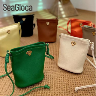 Seagloca ใหม่ [หนังแท้] กระเป๋าสะพายข้าง ความจุขนาดใหญ่ สีพื้น สําหรับผู้หญิง No.1535