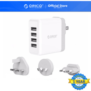 orico 34 w 4 พอร์ต usb ที่ชาร์จสมาร์ทติดผนังพร้อมปลั๊ก eu（DSP-4U）