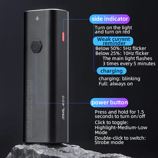 【TH Delivery】【พร้อมส่ง】Rockbros ไฟน้ารถจักรยาน 200/400/600/1000/1500LM 5 โหมด ชาร์จ USB กันน้ํา อุปกรณ์เสริม