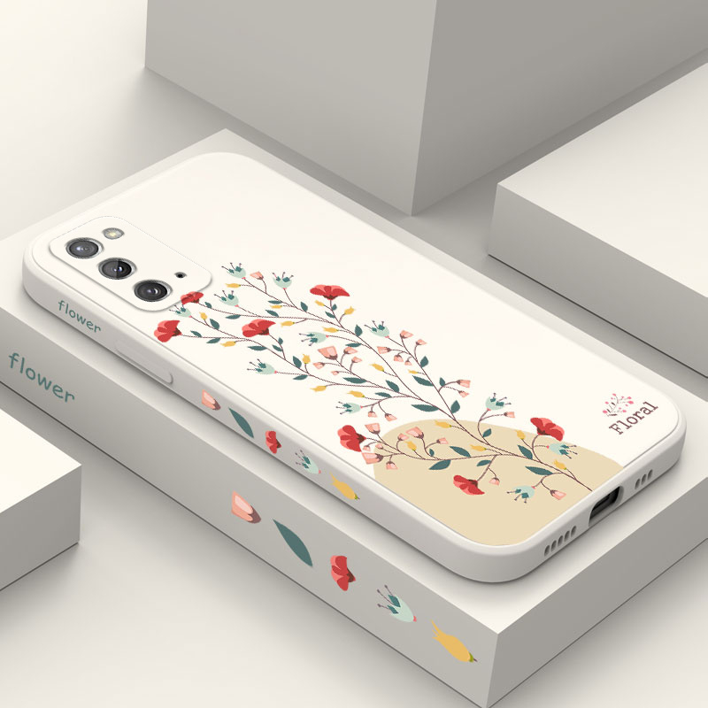 เคสโทรศัพท์มือถือ ซิลิโคน ลายดอกไม้ มีลายด้านข้าง สําหรับ Samsung Galaxy Note 5G 20 10 9 Ultra Plus