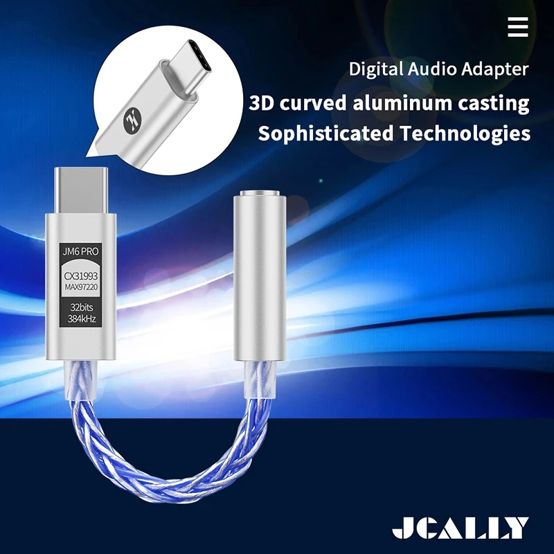 Jcally JM6 Pro ชุดหูฟังดิจิทัล Type-C เป็น 3.5 มม. CX31993 Hifi DAC แบบพกพา USB