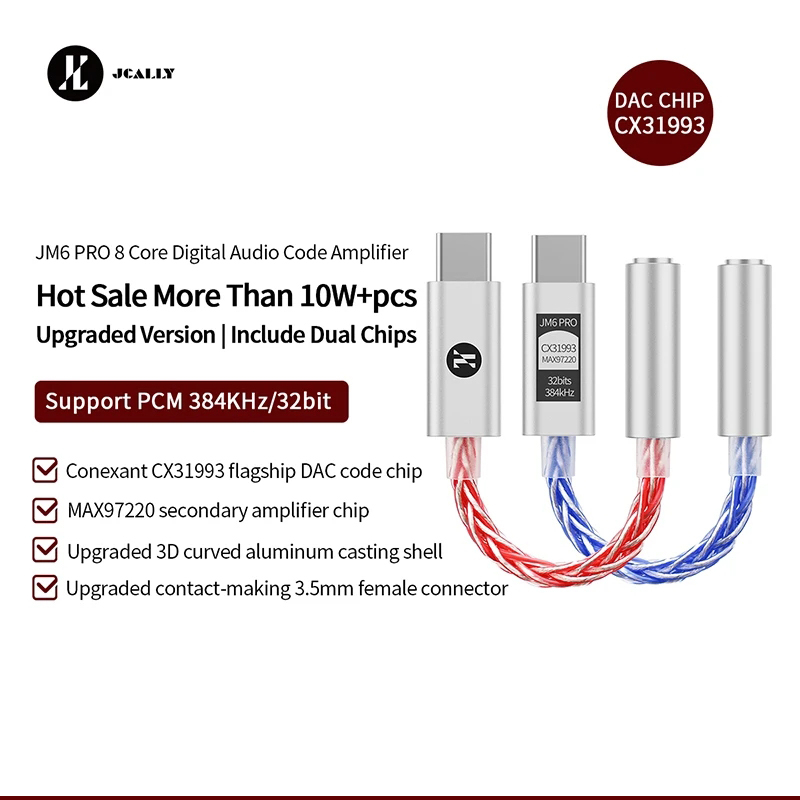 Jcally JM6 Pro ชุดหูฟังดิจิทัล Type-C เป็น 3.5 มม. CX31993 Hifi DAC แบบพกพา USB