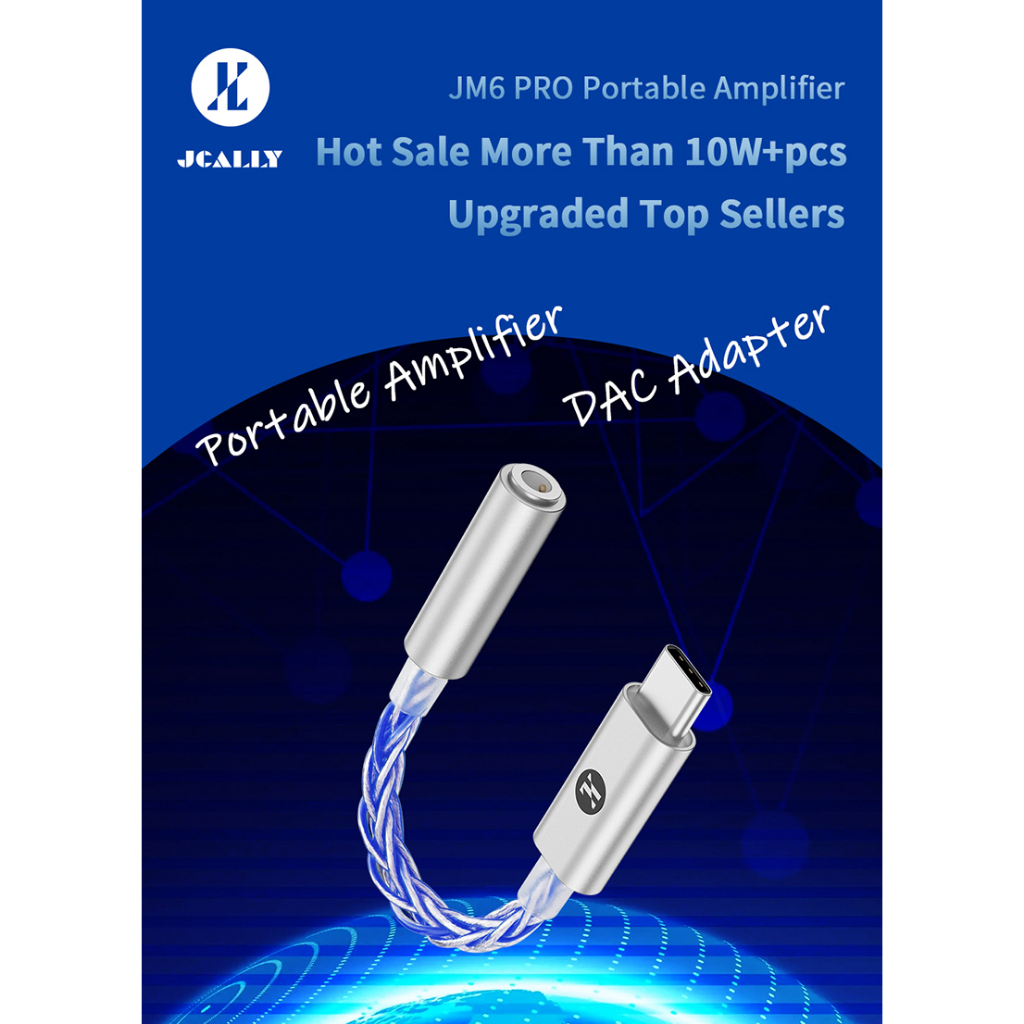 Jcally JM6 Pro ชุดหูฟังดิจิทัล Type-C เป็น 3.5 มม. CX31993 Hifi DAC แบบพกพา USB