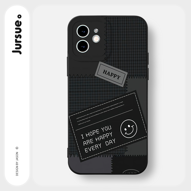 JURSUE เคสไอโฟน เคสซิลิโคนนุ่มกันกระแทกน่ารักตลก เคสโทรศัพท์ สีดำ Compatible for iPhone 16 15 14 13 12 11 Pro Max SE 2020 X XR XS 8 7 Plus พลัส Y3234