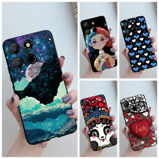 Itel A60 เคสโทรศัพท์มือถือ ซิลิโคนนิ่ม ผิวด้าน ลายการ์ตูนท้องฟ้ากลางคืน สีดํา หรูหรา สําหรับ itel A 60 A60