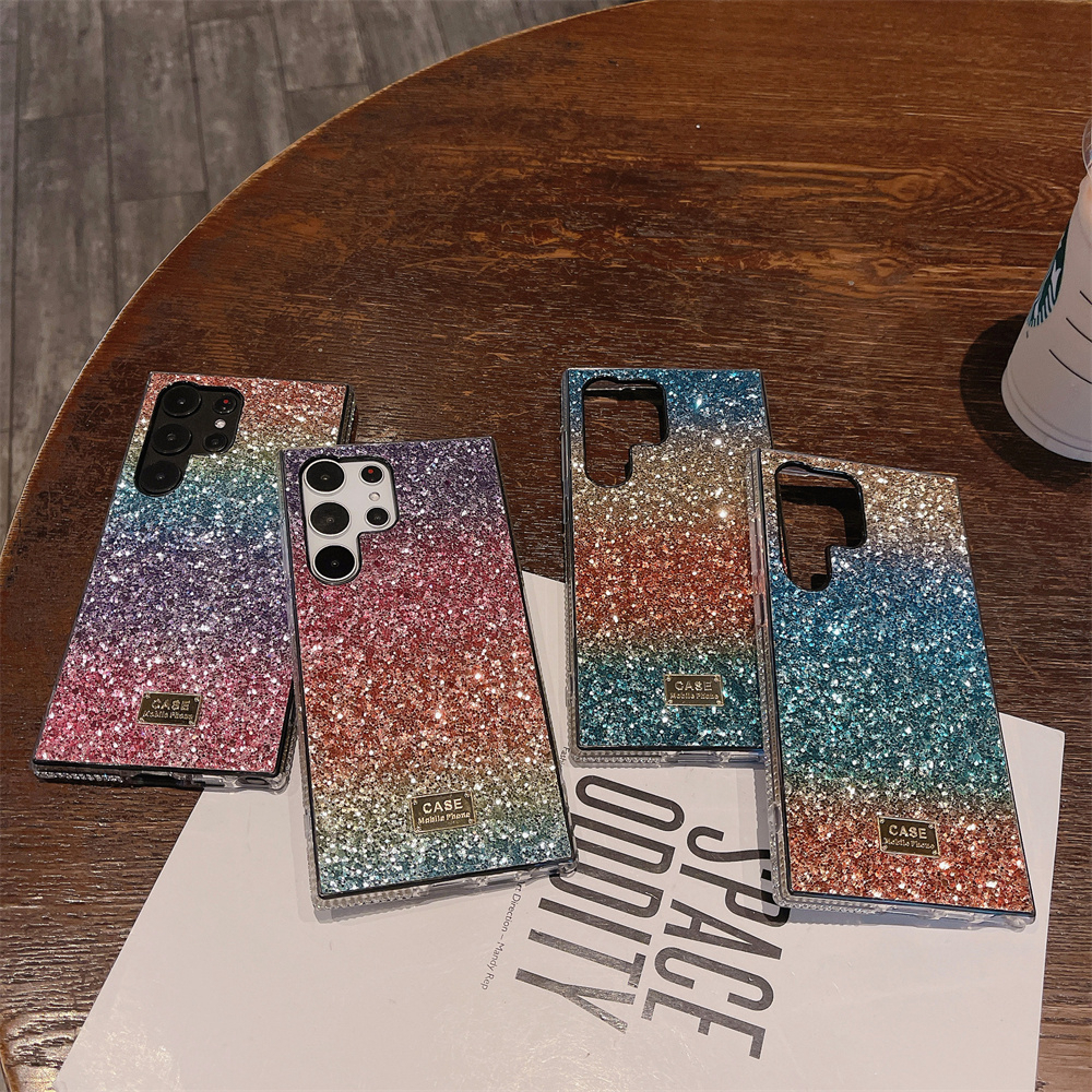 ระยิบระยับ สายรุ้ง เคส Samsung Galaxy S25 Ultra S25 S24 Ultra S24 Note10 Plus Note20 Note20 Ultra S22 S24 Plus S25 Plus S23 S23 Plus S23 Case เคสโทรศัพท์ใหม่ แฟชั่น หรูหรา ขอบสว่า น เคสมือถือซัมซุง