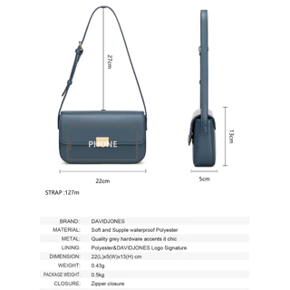 David Jones Paris กระเป๋าสะพายไหล่ กระเป๋าถือ หนัง pu สําหรับสตรี