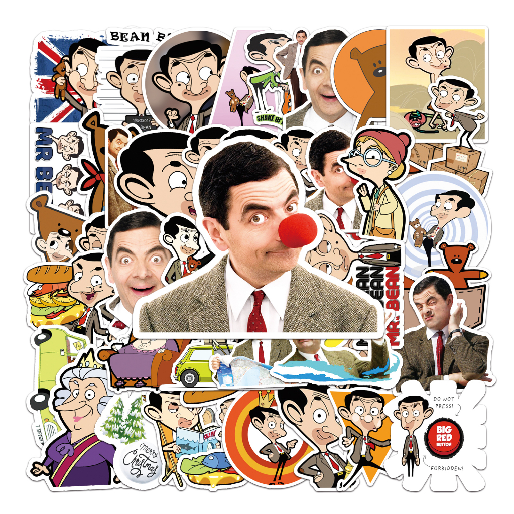 50 ชิ้น นายตลก Bean สติกเกอร์กันน้ํา DIY สําหรับโทรศัพท์แล็ปท็อปรถสติกเกอร์ Creative Home Decal