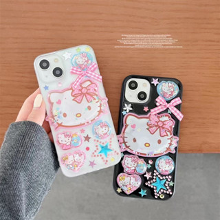 เคสโทรศัพท์มือถือ อีพ็อกซี่ ลายการ์ตูนเฮลโลคิตตี้ โบว์ สามมิติ รวมทุกอย่าง สําหรับ iPhone14 13 12 11 Pro MAX