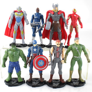 โมเดลฟิกเกอร์ PVC รูป Disney Marvel The Avengers Iron Man Thor Captain America Hulk Hawkeye Nick Fury ขนาด 10-12 ซม. ของเล่นสะสม สําหรับเด็ก ของขวัญ 8 ชิ้น ต่อชุด