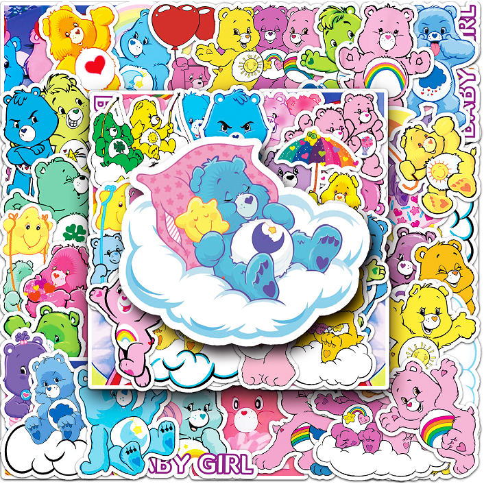 50 ชิ้น Funny Care หมีสติกเกอร์กันน้ํา DIY สําหรับโทรศัพท์แล็ปท็อปรถสติกเกอร์ Creative Home Decal