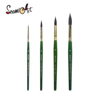 Seamiart แปรงทาสี ด้ามจับสั้น ทรงกลม ลายกระรอก ศิลปิน 1 ชิ้น สําหรับสีน้ํา