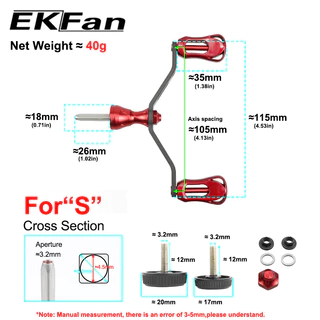EKFan ด้ามรีลตกปลาหมุนคาร์บอนไฟเบอร์สี่เหลี่ยม 115 มม. สำหรับรีลแบบล็อก Shimano รีลเหยื่อตกปลาแบบน้ำหนักเบามาก ชิ้นส่วน DIY