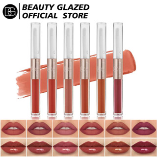 Beauty GLAZED 2 In 1 ลิปสติก dual-ended ลิปสติก เนื้อแมตต์ กํามะหยี่ ลิปทินท์ น้ําหนักเบา เม็ดสีสูง ลิปน้ํามัน เครื่องสําอาง