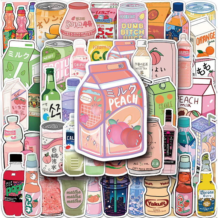 50 ชิ้นตลก น่ารัก ดื่มสติกเกอร์กันน้ํา ทําเอง สําหรับแล็ปท็อป/โทรศัพท์/หมวกกันน็อค/รถ/กีตาร์สร้างสรรค์รูปลอก