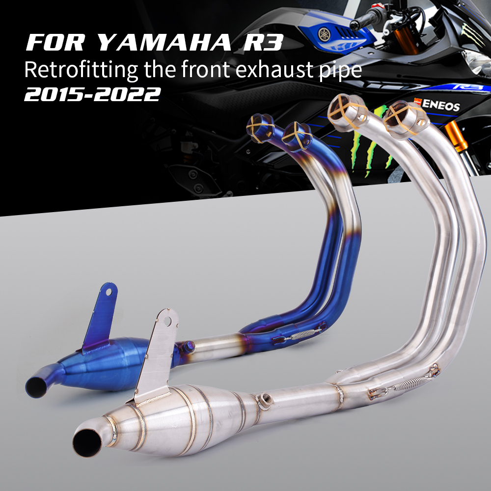 สําหรับ Yamaha YZF R3 R25 MT03 ท่อไอเสียรถจักรยานยนต์เต็มระบบด้านหน้ากลาง Link ท่อเชื่อมต่อท่อไอเสียเดิม