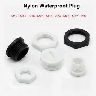 20/10Pcs  Nylon Waterproof Plug With Nut Plastic Head Plugging Piece Cable Gland Connector M12  M16  M18  M20  M22  M24  M25  M27  M32 ปลั๊กไนล่อน กันน้ํา พร้อมหัวน็อตพลาสติก เชื่อมต่อสายเคเบิล