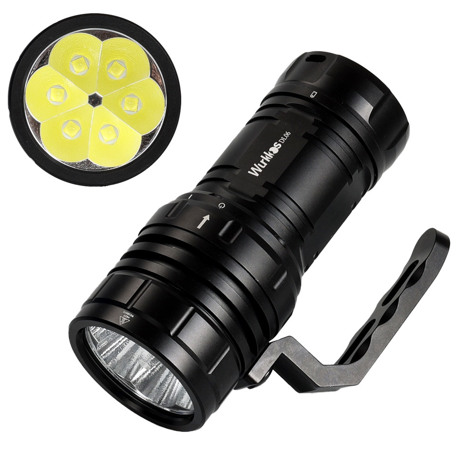 Wurkkos DL06 USB C ชาร์จที่มีประสิทธิภาพ Super Bright 15000lm Dive Light 6xXHP50.2 21700 ไฟฉาย