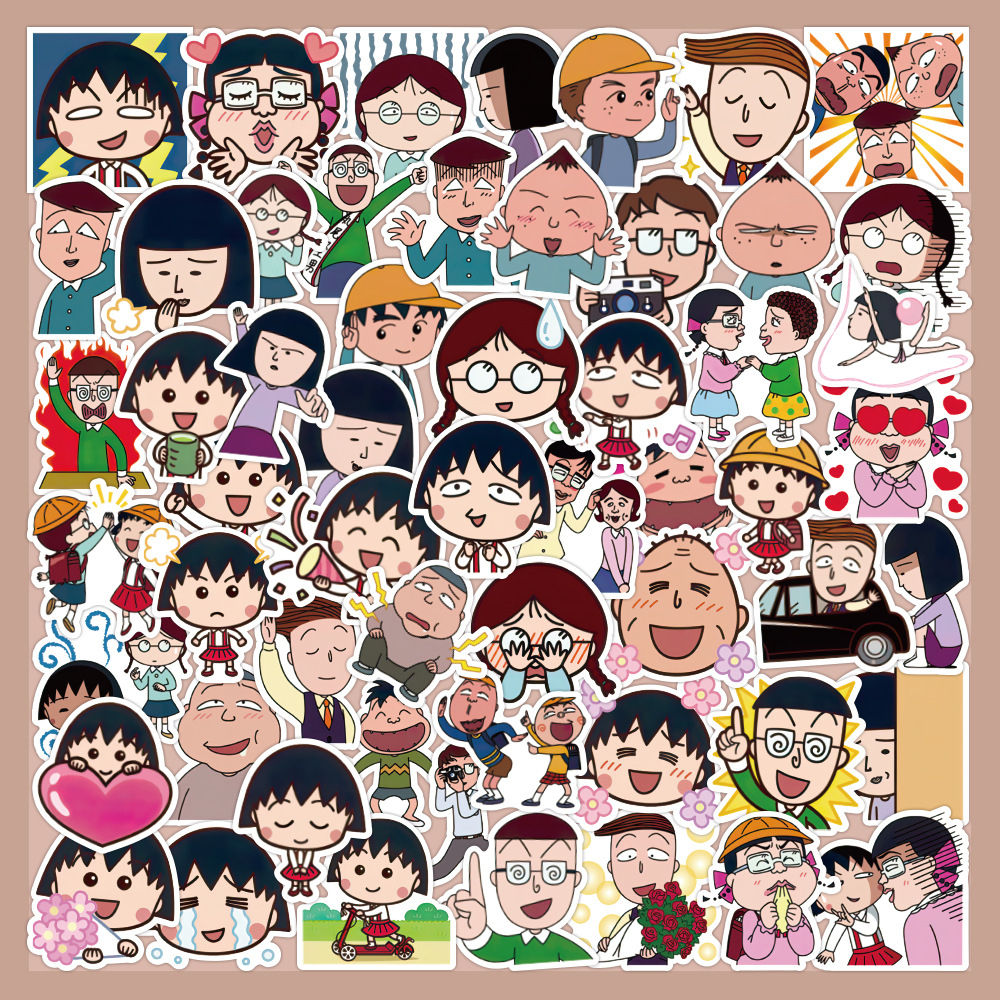สติกเกอร์ ลายการ์ตูนอนิเมะ Kawaii Chibi Maruko Chan กันน้ํา สําหรับติดตกแต่งแล็ปท็อป กระเป๋าเดินทาง เครื่องเขียน อัลบั้ม 60 ชิ้น