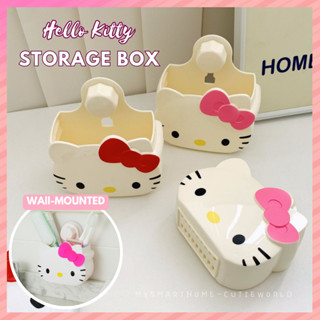 กล่องเก็บแปรงสีฟัน ยาสีฟัน แบบตัวดูดติดผนังห้องน้ํา ลาย Hello Kitty