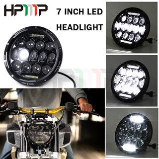 ไฟหน้าโปรเจคเตอร์ LED H4 Hi-Lo Beam DRL 7 นิ้ว สีดํา สําหรับรถจักรยานยนต์ Harley Yamaha