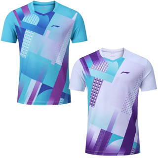 Li Ning 2023 ใหม่ เสื้อกีฬาแขนสั้น ระบายอากาศ แห้งเร็ว สําหรับผู้ชายและผู้หญิง เหมาะกับฤดูร้อน เล่นแบดมินตัน ปิงปอง