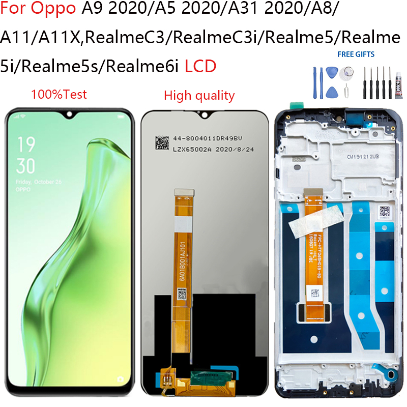 อะไหล่หน้าจอสัมผัสดิจิทัล LCD แบบเปลี่ยน สําหรับ A9 2020 A5 2020 A31 2020 A8 A11 A11X RealmeC3 RealmeC3i Realme5 Realme5i Realme5s Realme6i