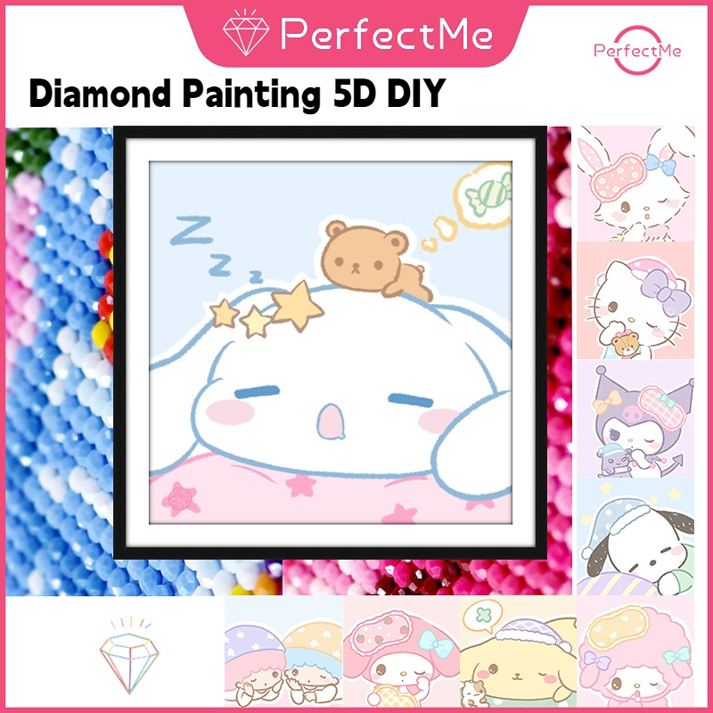 ภาพวาดปักเพชร อะคริลิค คริสตัล ตามตัวเลข ลายการ์ตูนแมวเฮลโลคิตตี้ 5D ขนาด 30X30 ซม. DIY สําหรับตกแต่งบ้า 卡通 5244