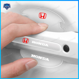 สติกเกอร์ ป้องกันรอยขีดข่วน สําหรับติดมือจับประตูรถยนต์ Honda 4 ชิ้น ต่อชุด